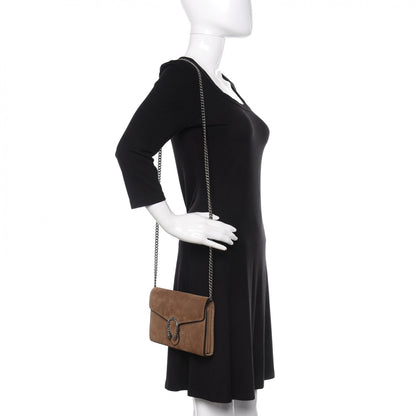 Gucci Suede Mini Dionysus Chain Wallet Taupe 2 of 9