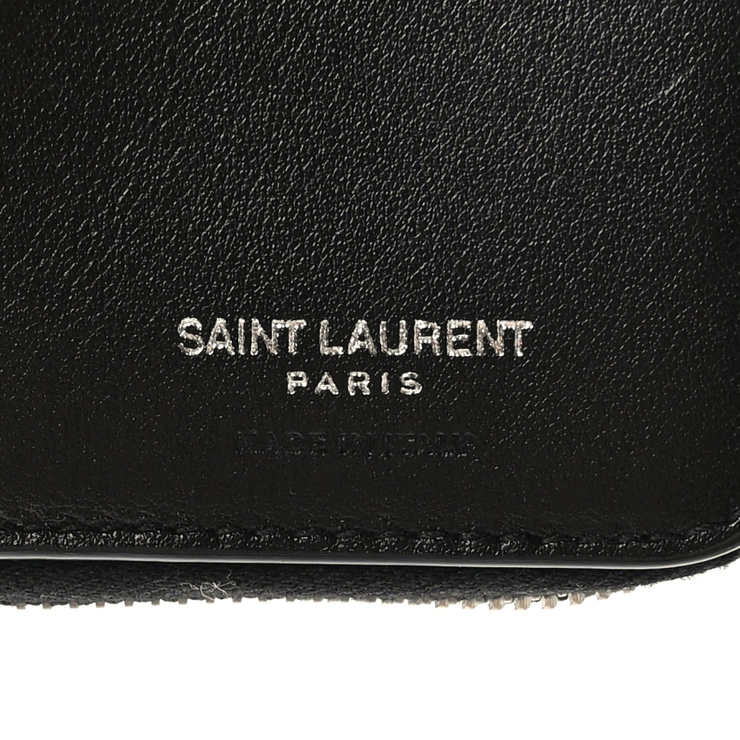 Saint Laurent Calfskin Crocodile Embossed Monogram Compact Wallet Black 7 of 7
