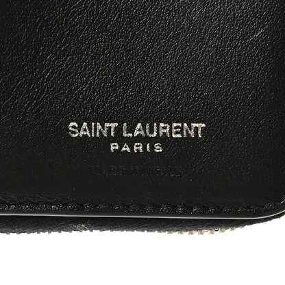 Saint Laurent Calfskin Crocodile Embossed Monogram Compact Wallet Black 7 of 7