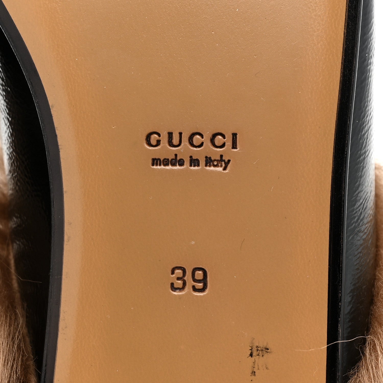Gucci Patent Fur Womens Princetown Slippers 39 Black Natural 6 of 8