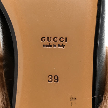 Gucci Patent Fur Womens Princetown Slippers 39 Black Natural 6 of 8