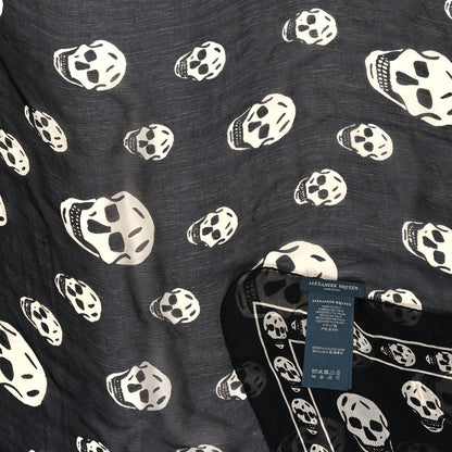Alexander McQueen Silk Chiffon Skull Scarf Black Ivory 3 of 3