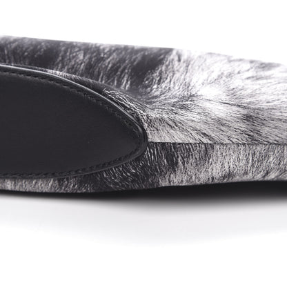 Alexander McQueen Silk Fur Print De Manta Clutch Black Grey 9 of 11