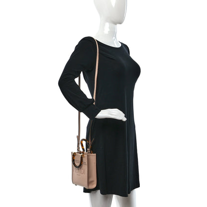Fendi Vitello King Plexiglass Logo Embossed Mini Fendi Sunshine Shopper Tote Light Rose 1 of 9