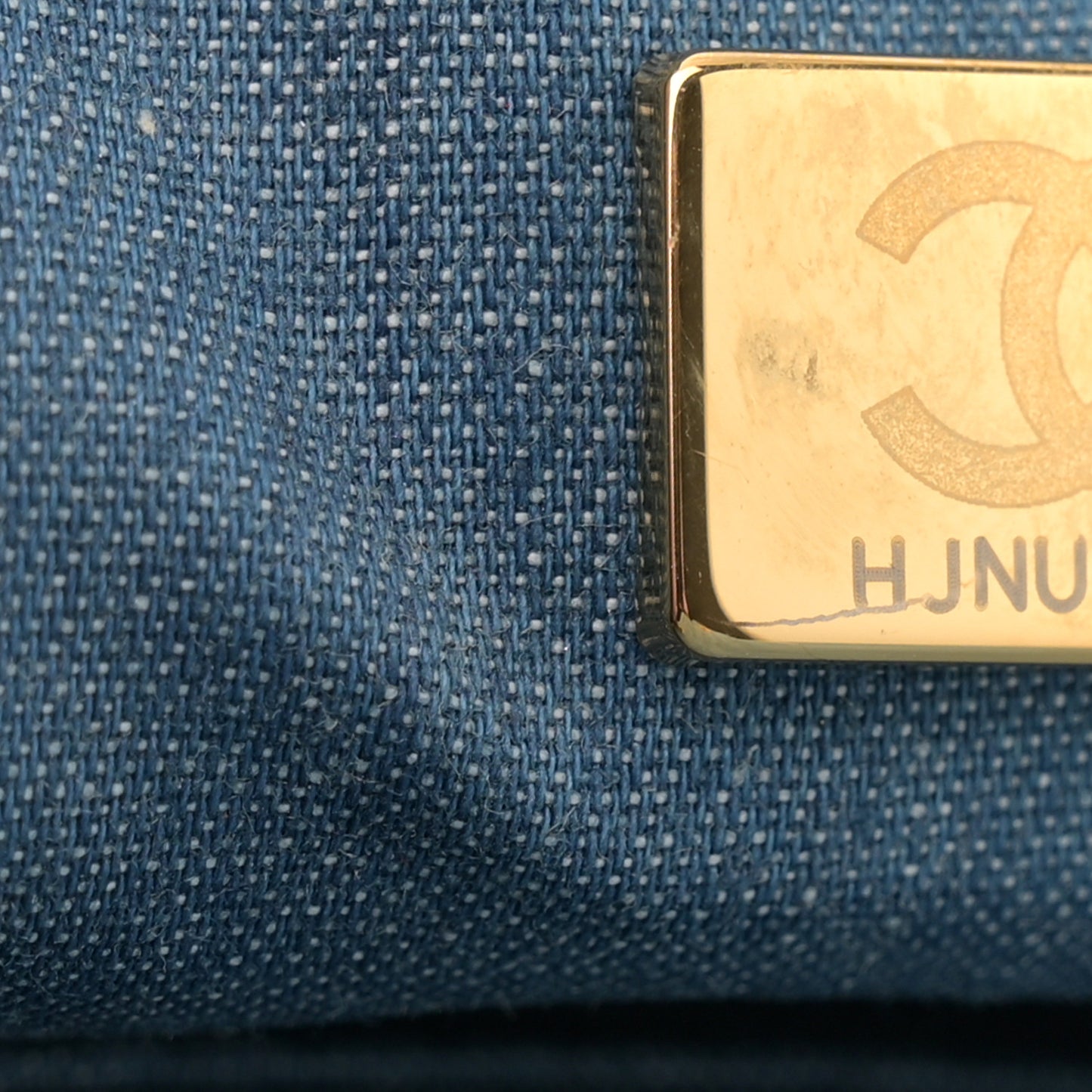 Denim Quilted Mini Pearl Crush Flap Blue