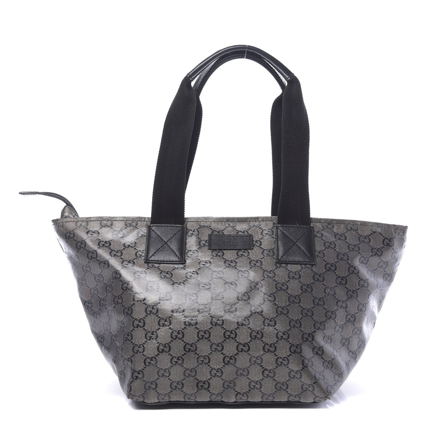 Crystal Monogram Medium Web Handle Bucket Tote Black