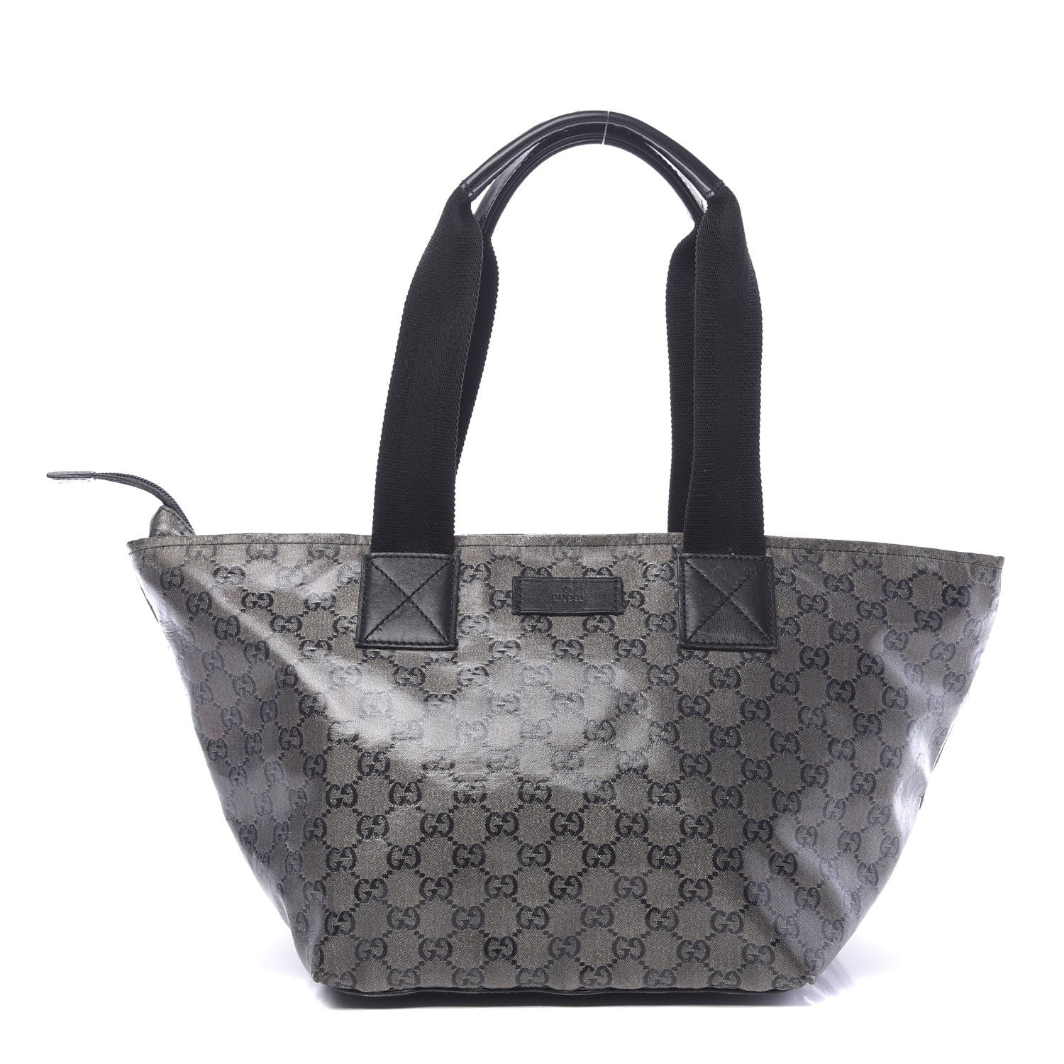 Gucci Crystal Monogram Medium Web Handle Bucket Tote Black 1 of 14