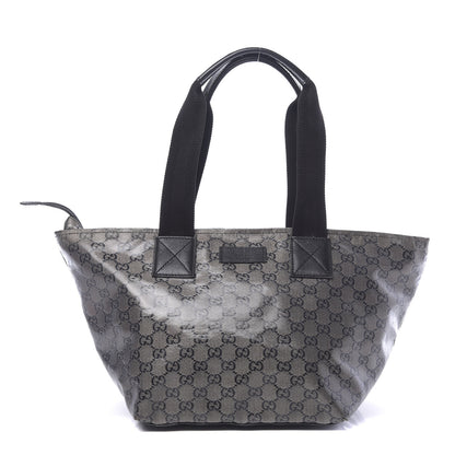 Gucci Crystal Monogram Medium Web Handle Bucket Tote Black 1 of 14