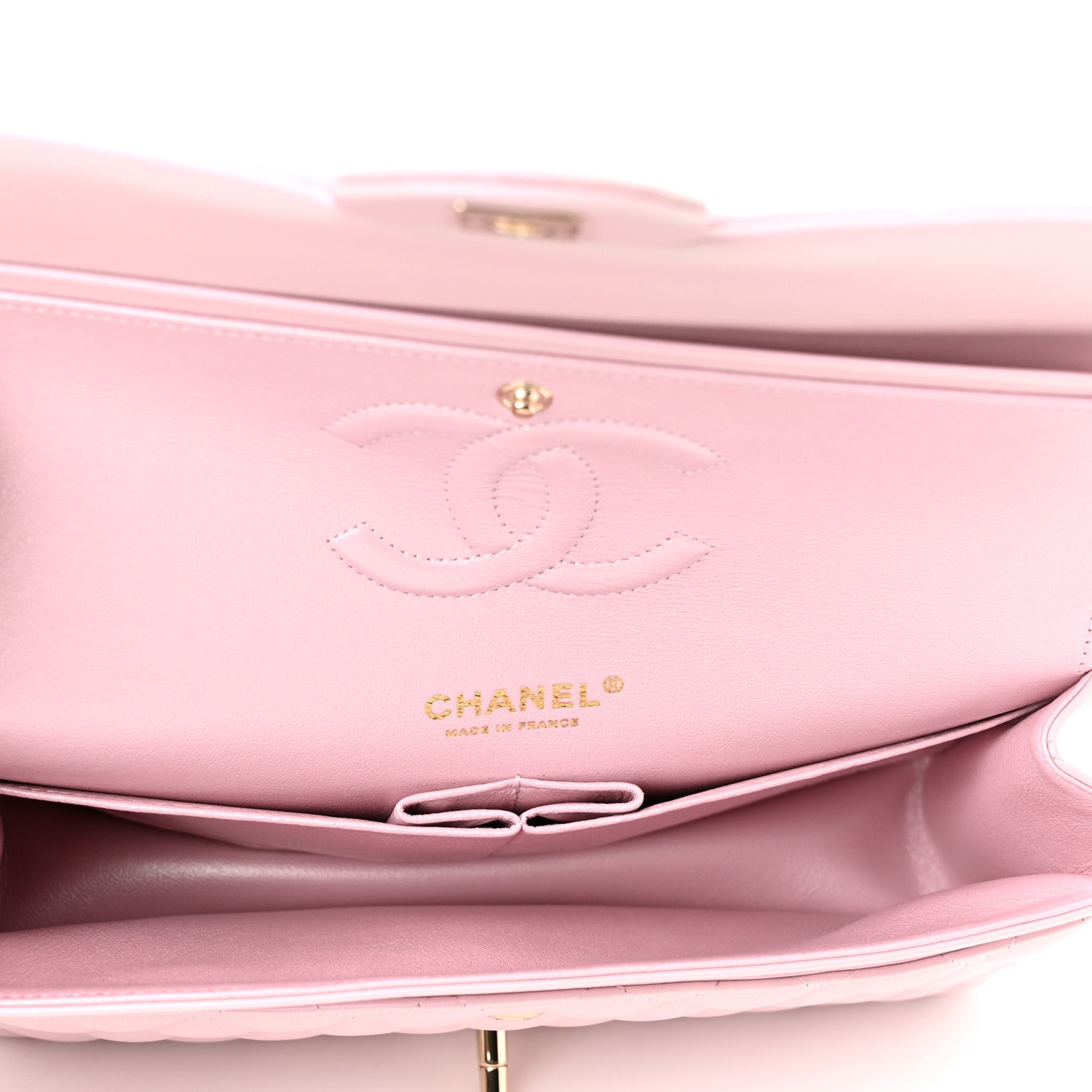 Chanel Iridescent Calfskin Quilted Medium Double Flap Light Pink 4 of 10