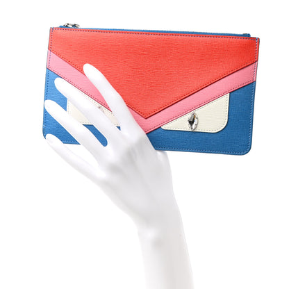 Fendi Vitello Elite Crystal Eye Monster Zip Pouch Royal Blue Papavero Multicolor 2 of 10