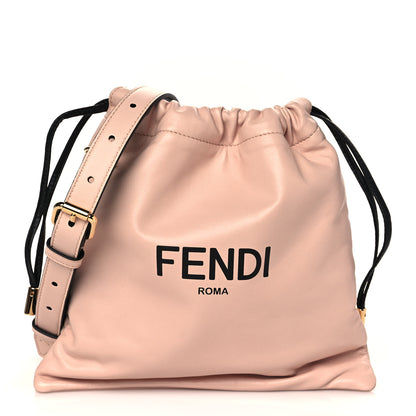 Fendi Soft Nappa Logo Small Drawstring Pouch Bag Rosa Quarzo Black 1 of 8