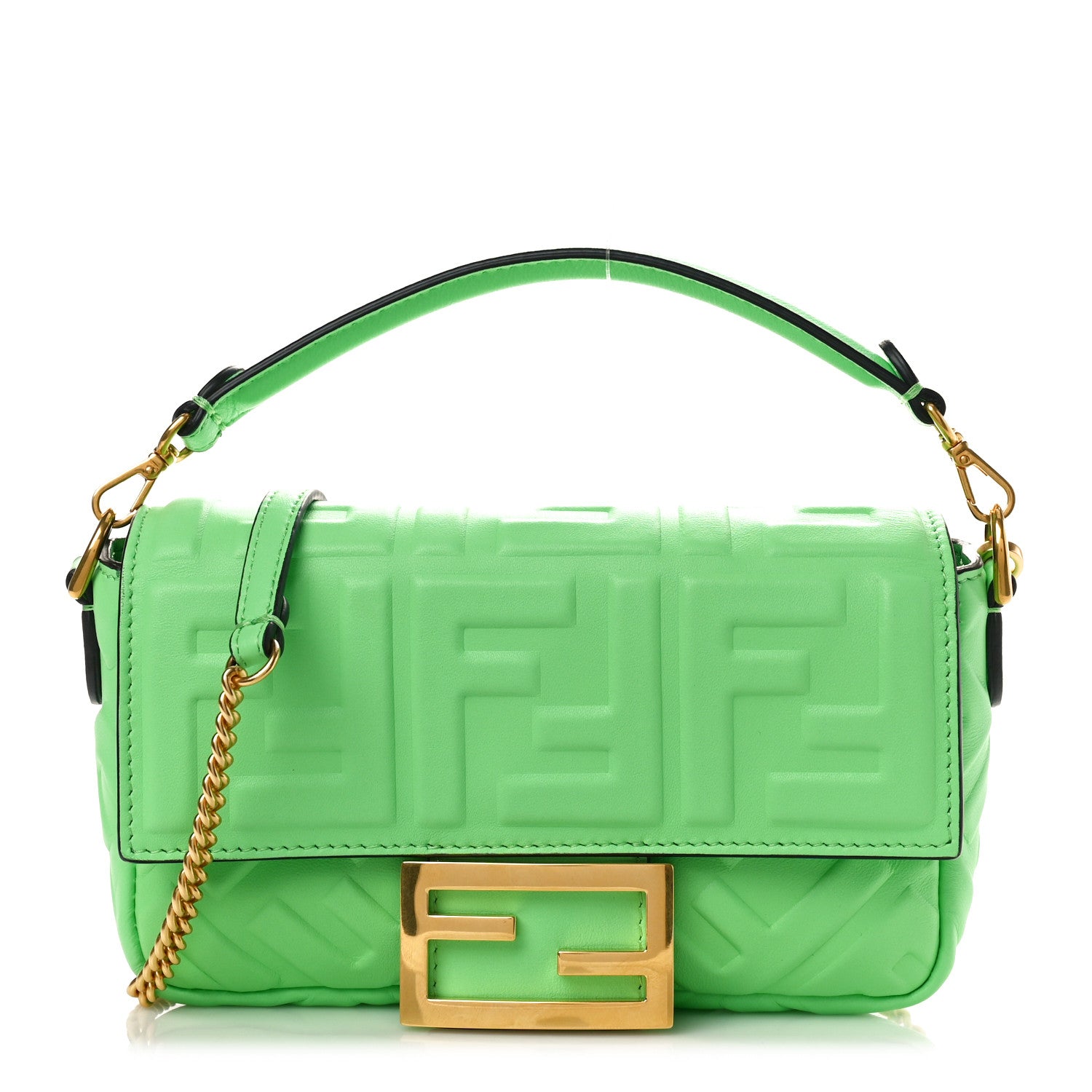Fendi Nappa FF 1974 Embossed Mini Baguette Tomatillo 1 of 10