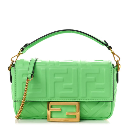 Fendi Nappa FF 1974 Embossed Mini Baguette Tomatillo 1 of 10