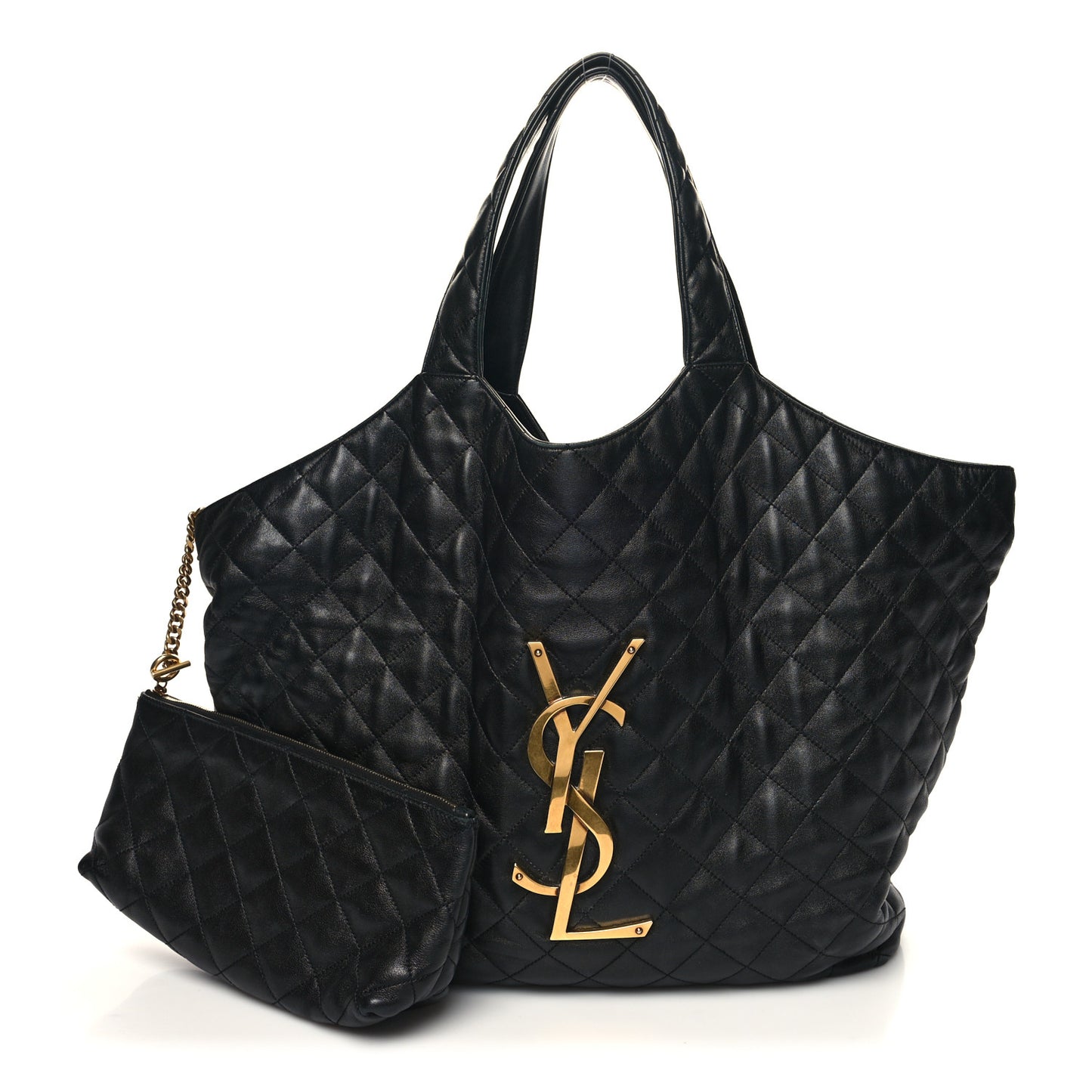 Lambskin Quilted Maxi Icare Shopping Tote Black