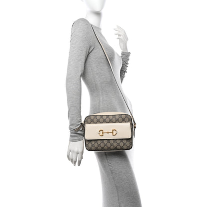 Gucci GG Supreme Monogram Small Horsebit 1955 Shoulder Bag Beige Mystic White 2 of 12