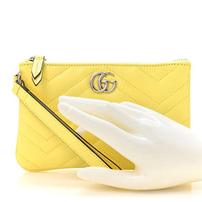 Gucci Calfskin Matelasse GG Marmont Wrist Wallet Banana 2 of 8