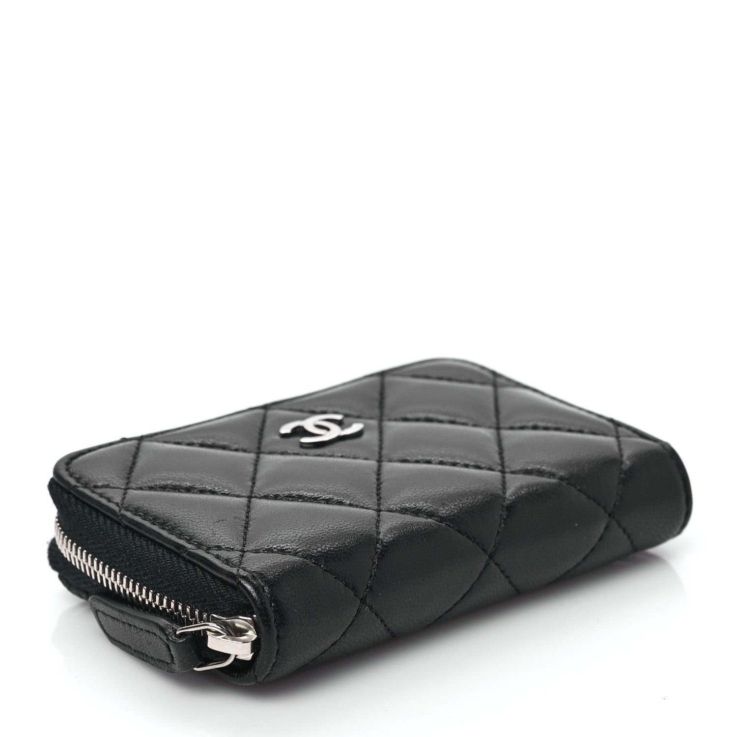 Chanel Lambskin Quilted Zip Coin Purse Black 4 of 8
