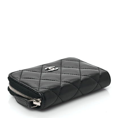 Chanel Lambskin Quilted Zip Coin Purse Black 4 of 8