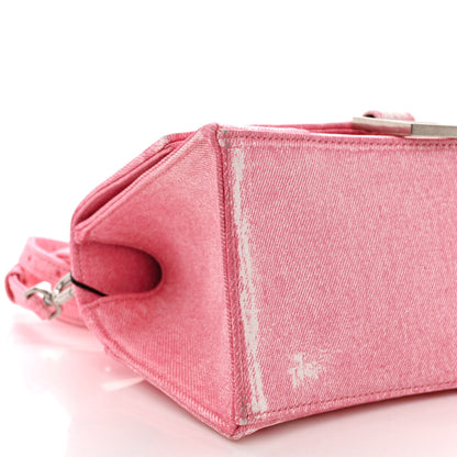 Balenciaga Nappa Denim Printed Small Hourglass Top Handle Bag Denim Pink 10 of 11
