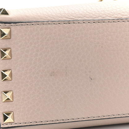 Valentino Garavani Pebbled Calfskin Small Rockstud Single Handle Flap Bag Poudre 14 of 14