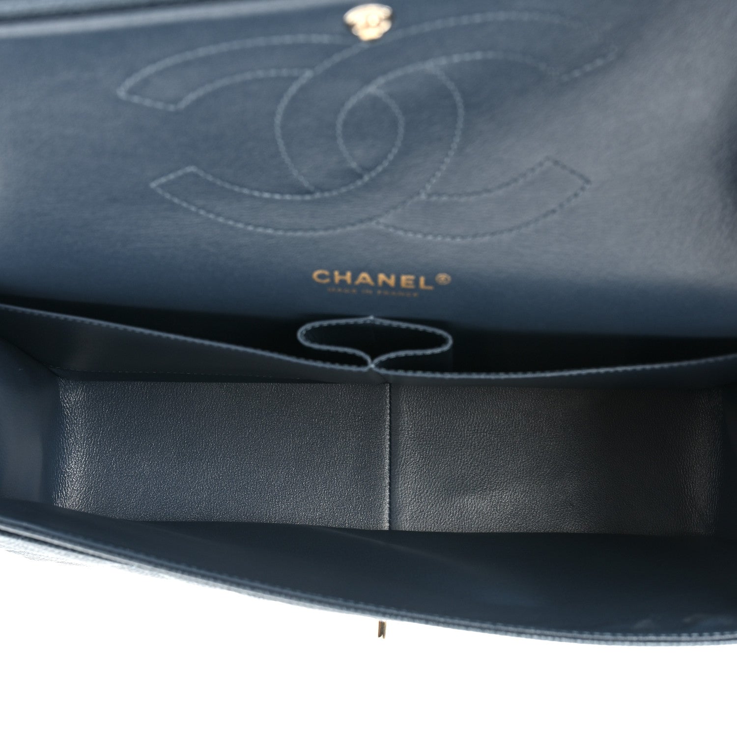 Chanel Metallic Caviar Quilted Jumbo Double Flap Dark Blue 5 of 10