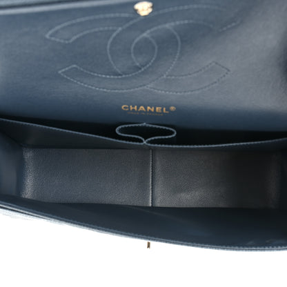 Chanel Metallic Caviar Quilted Jumbo Double Flap Dark Blue 5 of 10