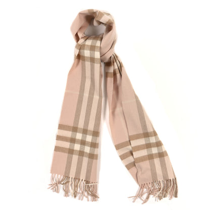 Burberry Cashmere Giant Check Fringe Scarf Limestone 1 of 4