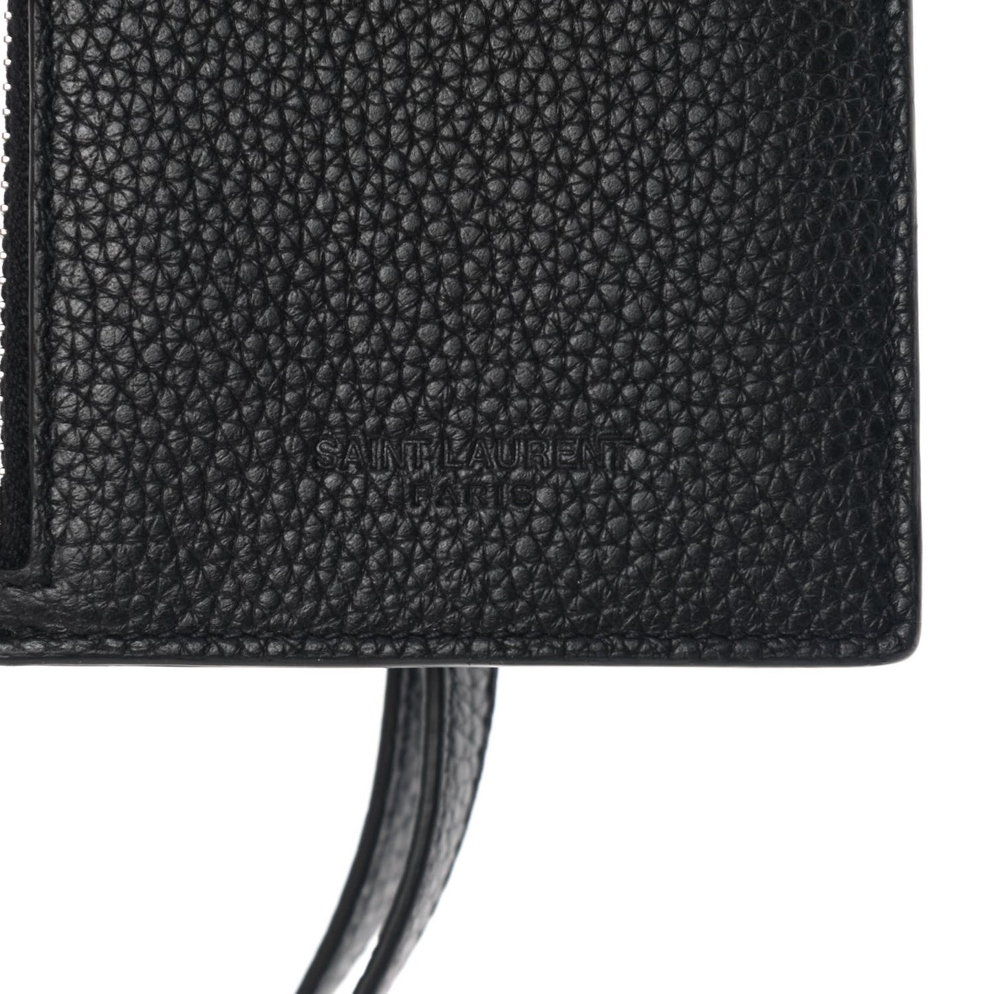 Calfskin Zip Pouch Card Holder Strap Black