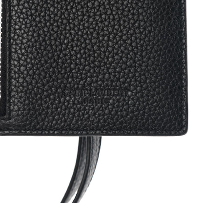 Saint Laurent Calfskin Zip Pouch Card Holder Strap Black 3 of 7