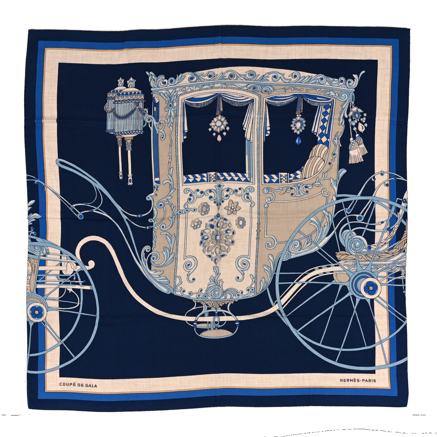 Cashmere Silk Coupe De Gala Shawl 140 Marine Naturel Ciel