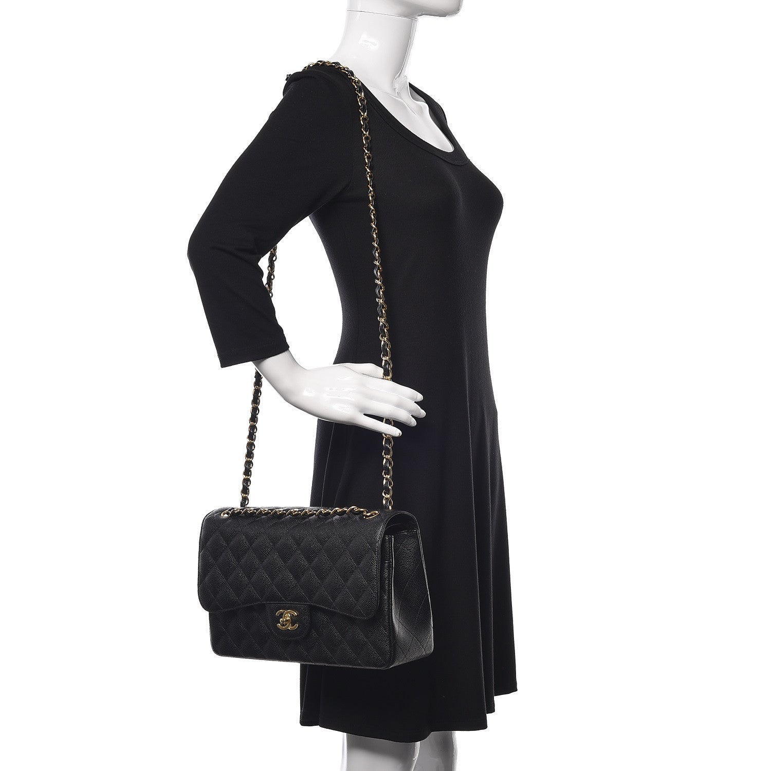Chanel Caviar Quilted Jumbo Double Flap Black 2 of 9