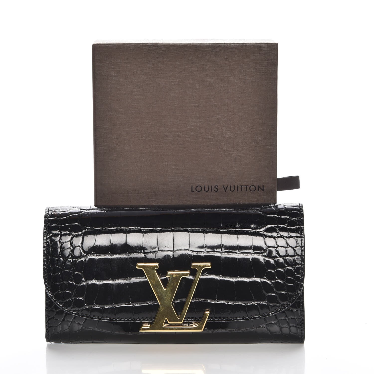 Louis Vuitton Alligator Vivienne LV Long Wallet Black 217329