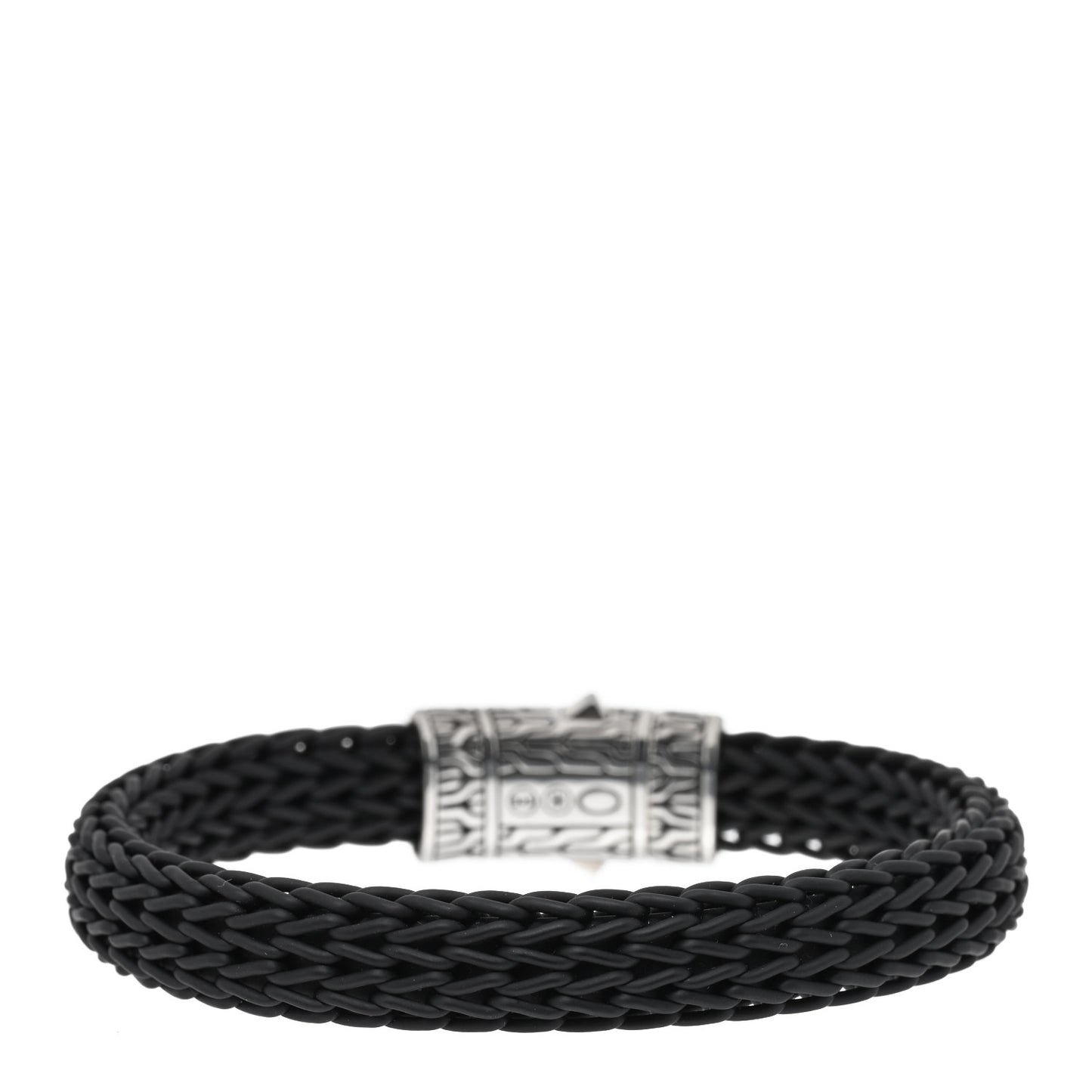 Sterling Silver Rubber 10.5mm Classic Chain Bracelet Black