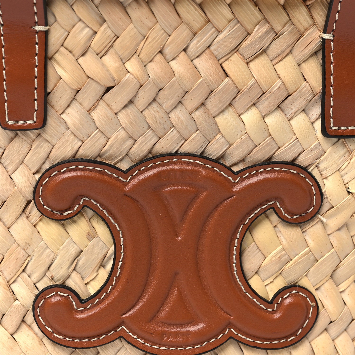Celine Palm Leaves Calfskin Classic Triomphe Nano Panier Tan 8 of 10
