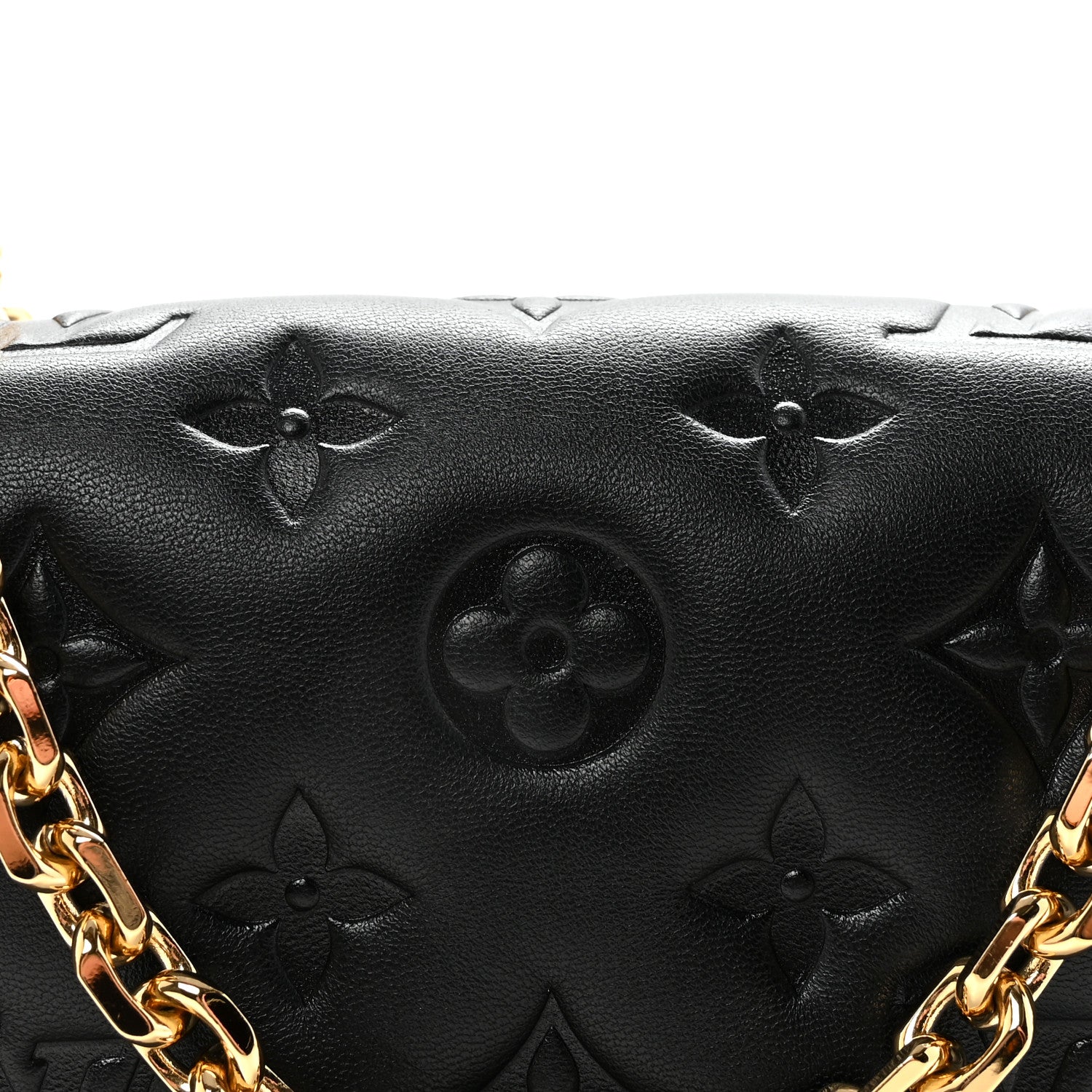 Louis Vuitton Lambskin Embossed Monogram Pochette Coussin Black 7 of 9