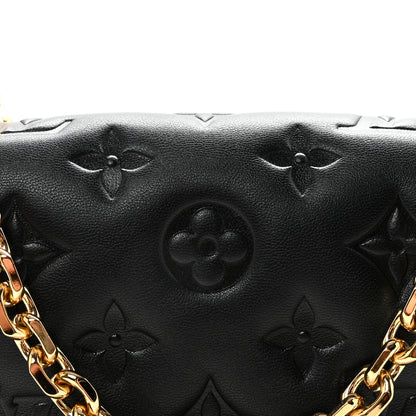 Louis Vuitton Lambskin Embossed Monogram Pochette Coussin Black 7 of 9