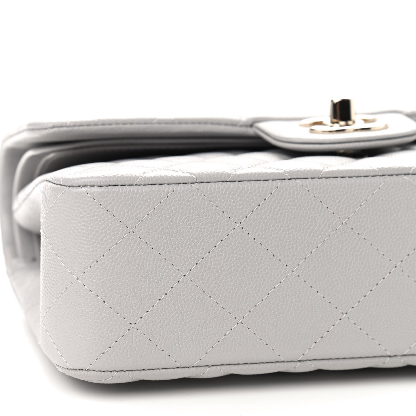 Caviar Quilted Small Double Flap Grey