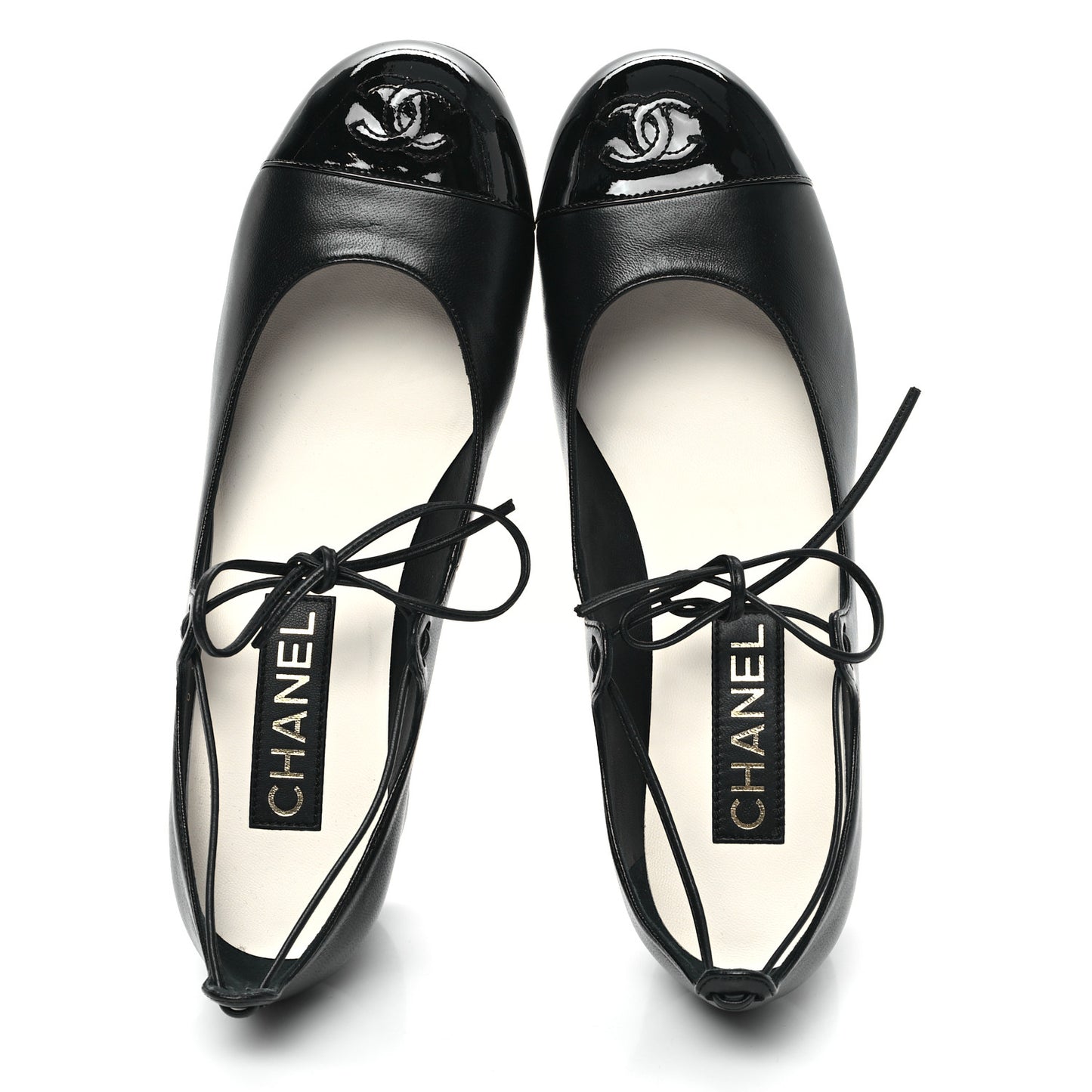 Lambskin Patent Cap Toe CC Mary Jane Pumps 39 Black