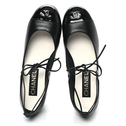 Chanel Lambskin Patent Cap Toe CC Mary Jane Pumps 39 Black 2 of 10