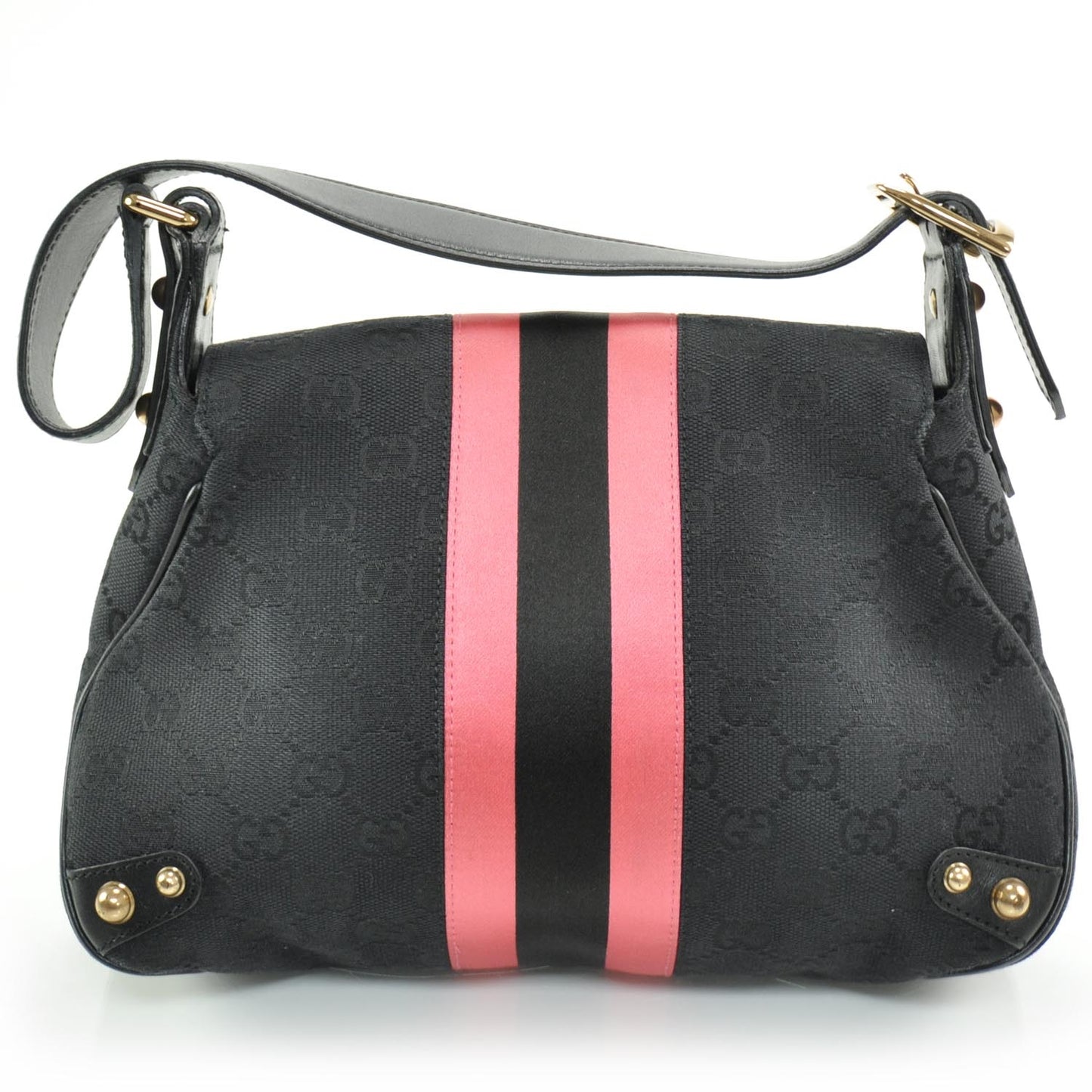 Monogram Horsebit Web Flap Bag Black