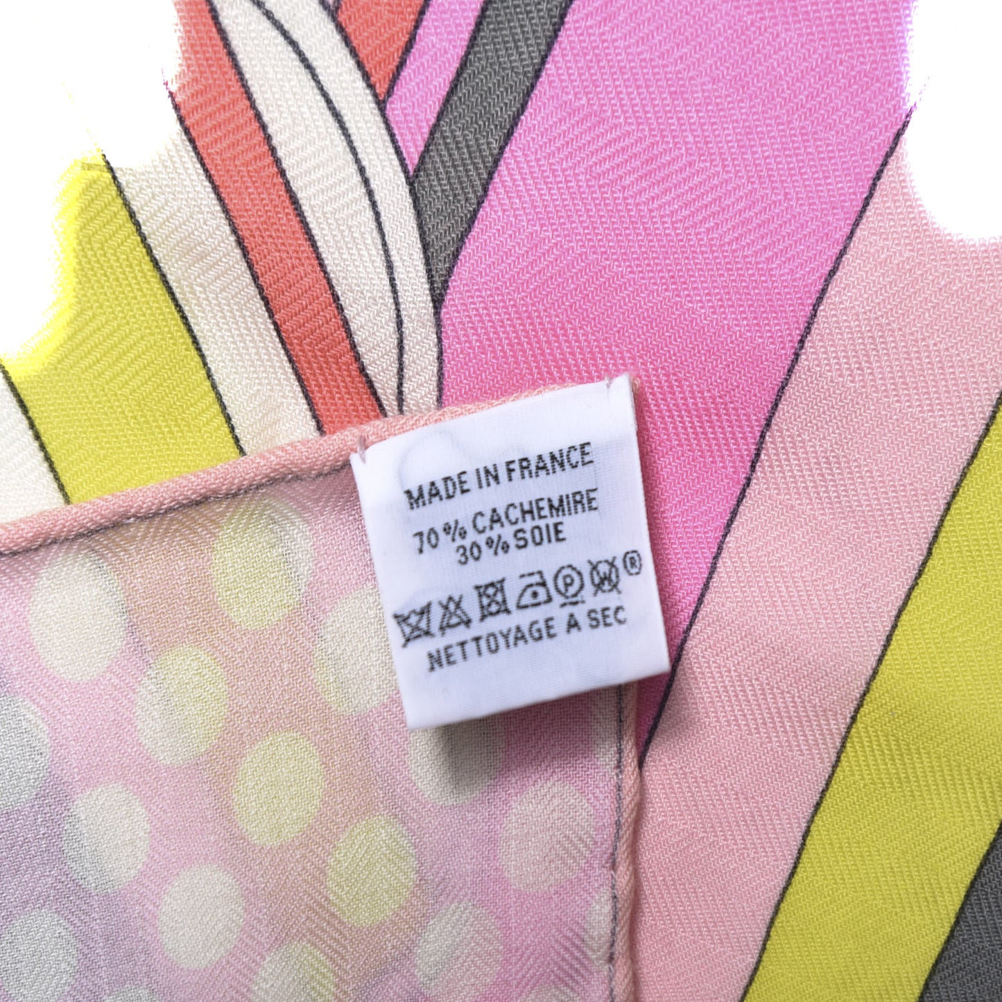 Cashmere Silk Faubourg Rainbow Shawl 140 Rose Jaune Vif Etoupe