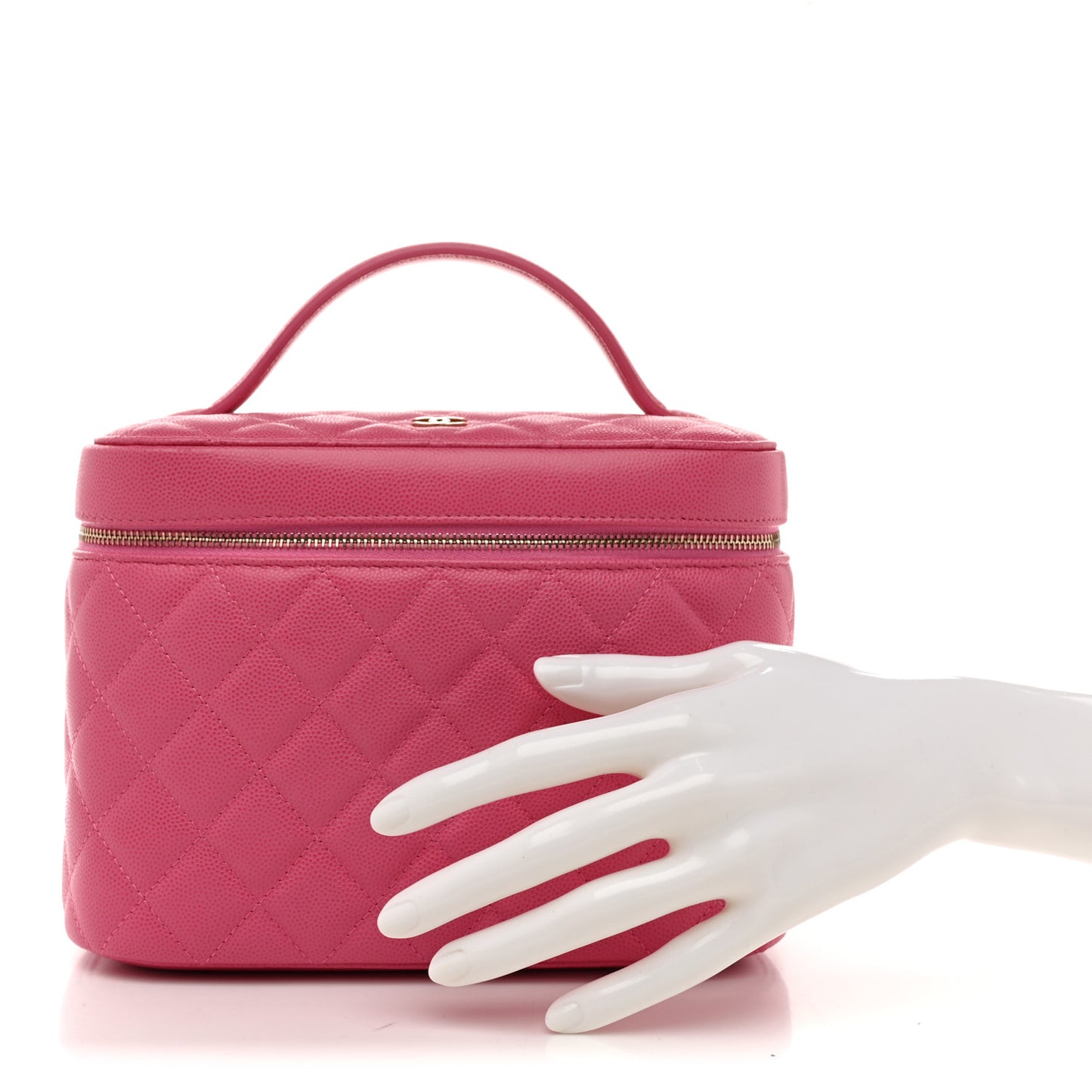 Caviar Quilted Large Vanity Pouch Pink