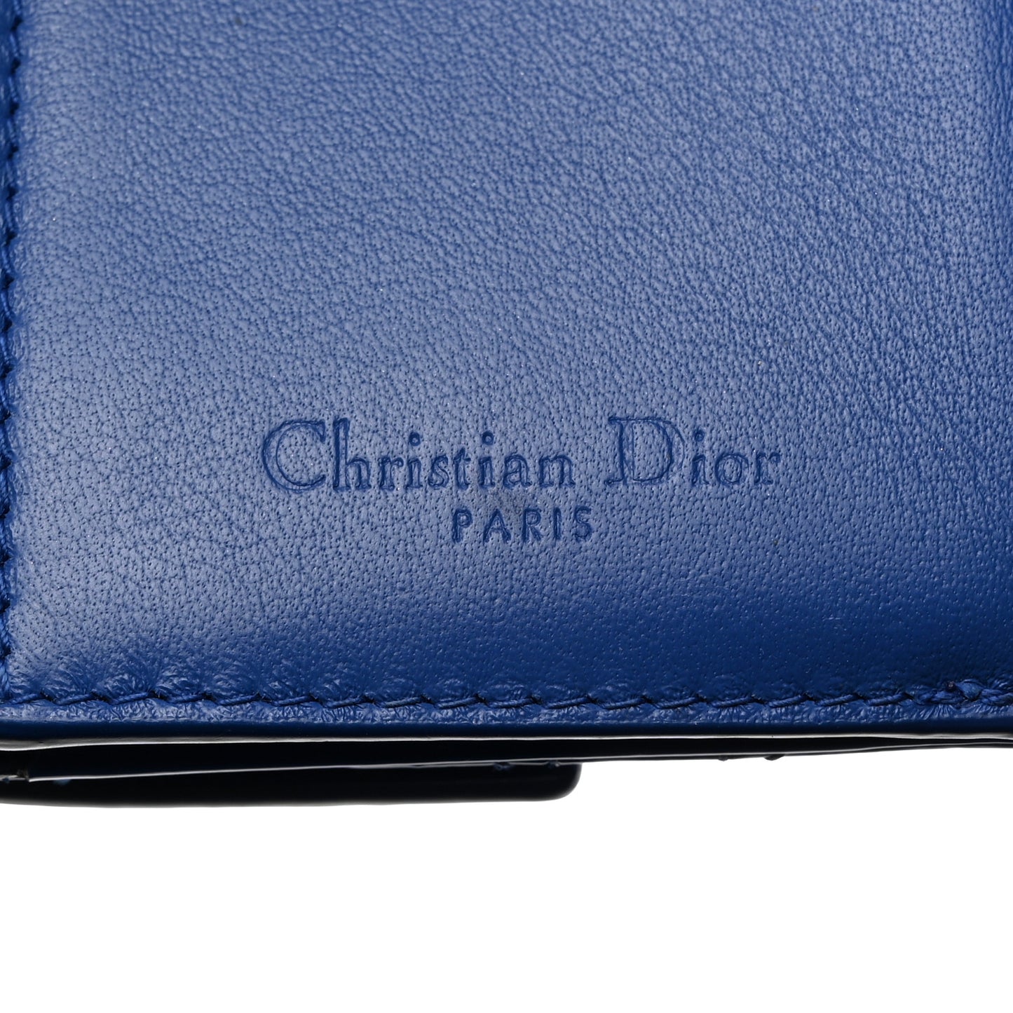 Patent Cannage Lady Dior Lotus Wallet Blue