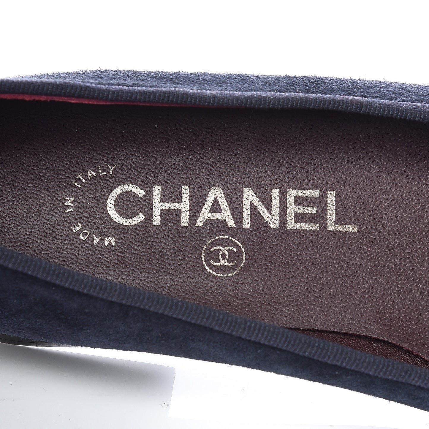 Suede Patent Cap Toe CC Ballerina Flats 35 Marine Black