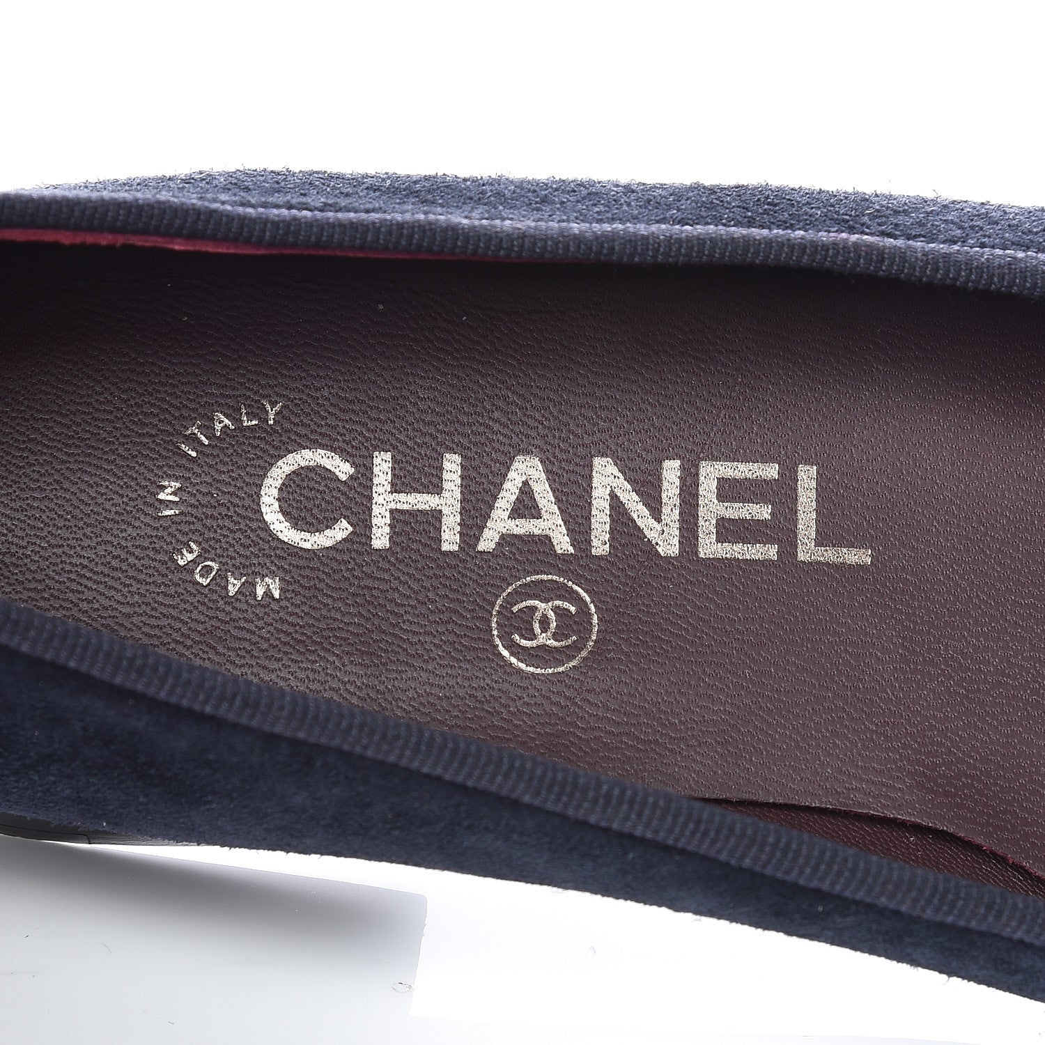 Chanel Suede Patent Cap Toe CC Ballerina Flats 35 Marine Black 8 of 11
