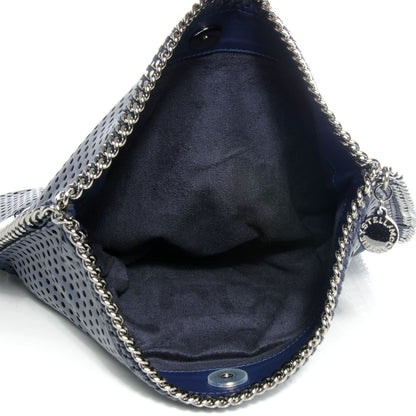 Stella McCartney Faux Perforated Leather Fold Over Falabella Clutch Navy 5 of 8