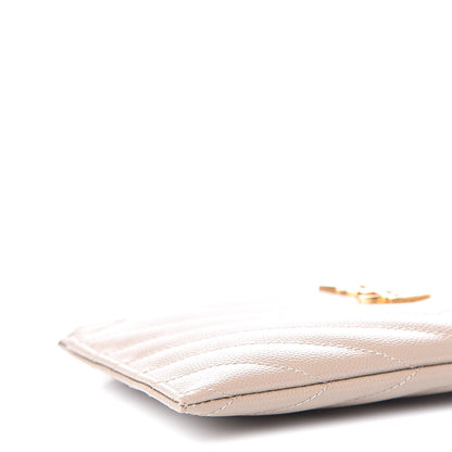 Saint Laurent Grain De Poudre Chevron Monogram Bill Pouch Rose Poudre 6 of 10