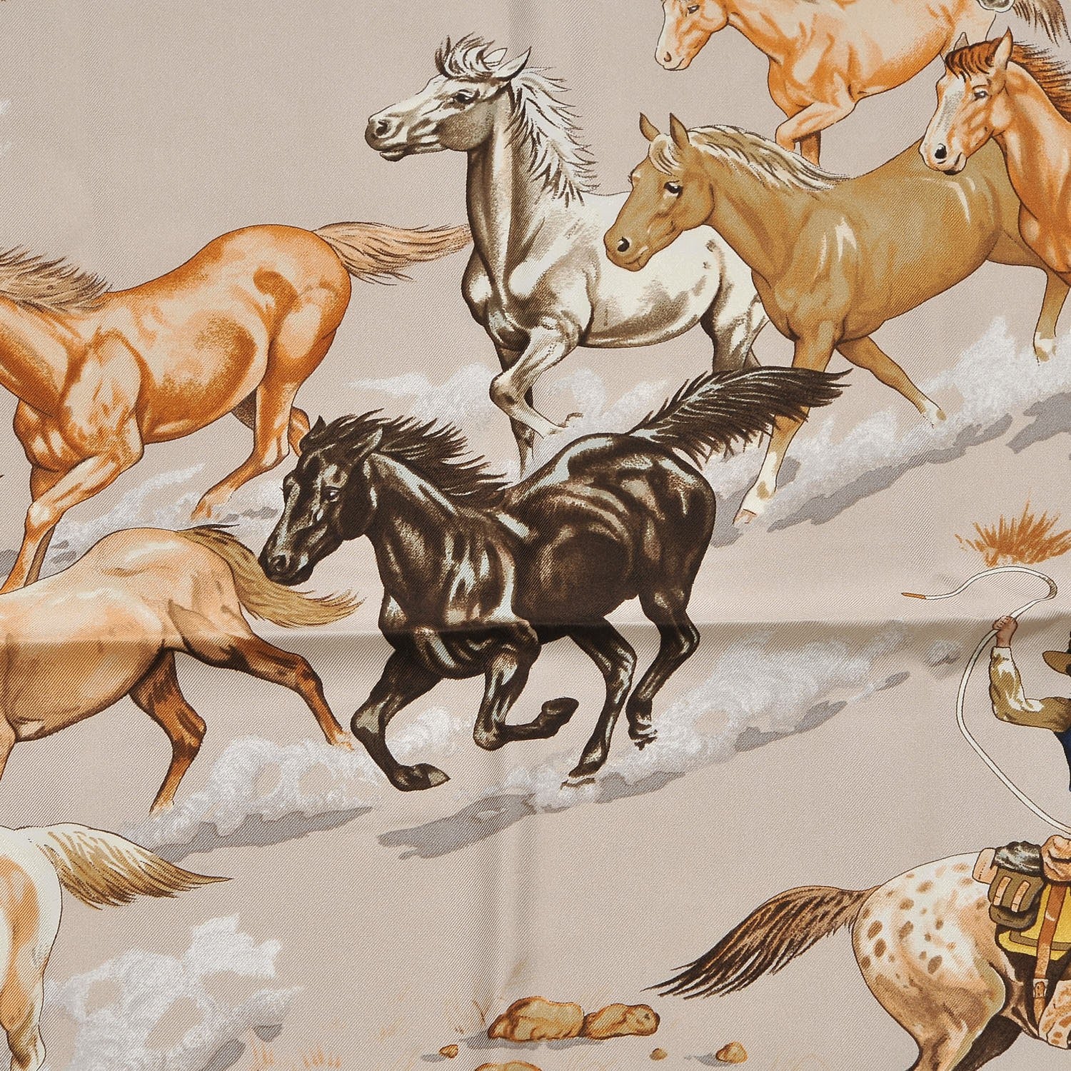 Hermes Silk Les Mustangs Scarf 90 7 of 7