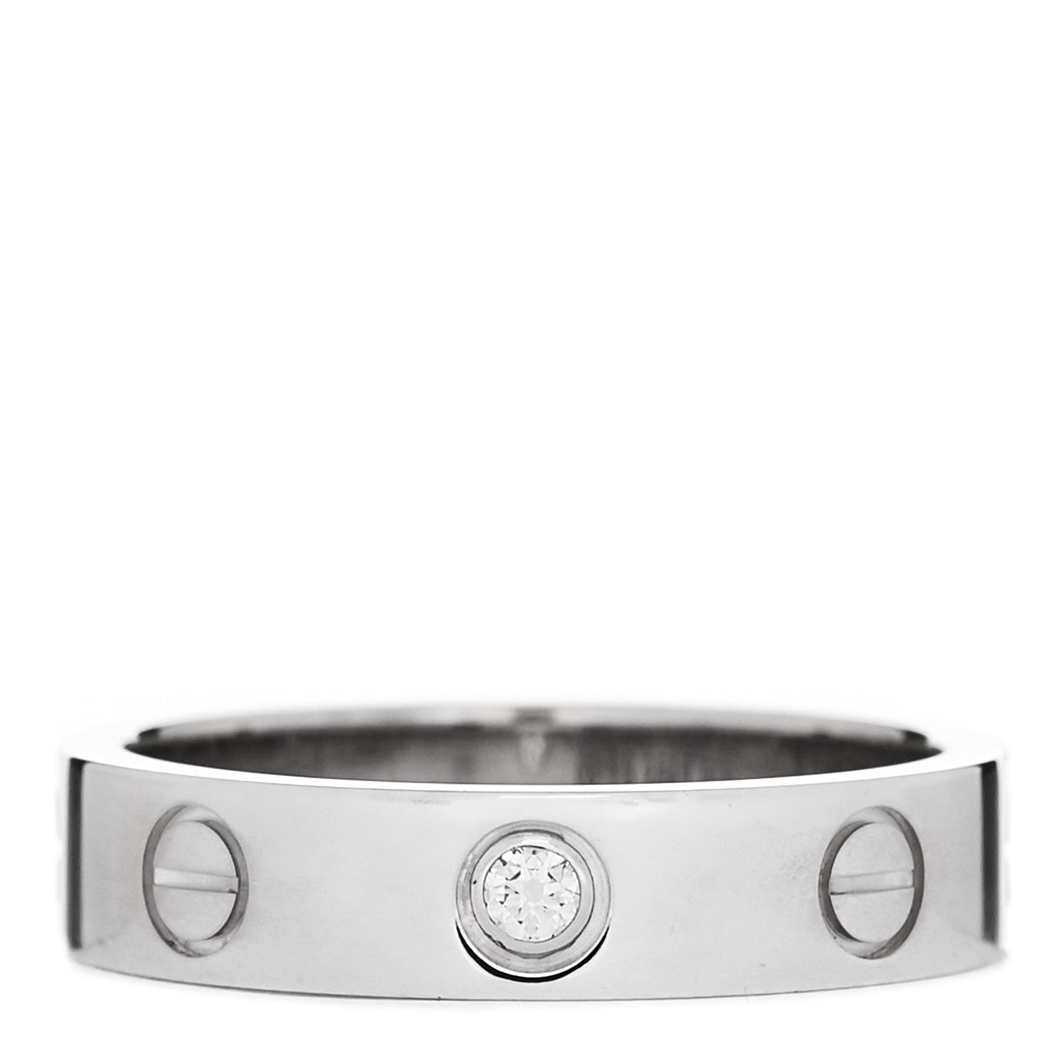 Cartier 18K White Gold Diamond 4mm LOVE Wedding Band Ring 49 5 1 of 4