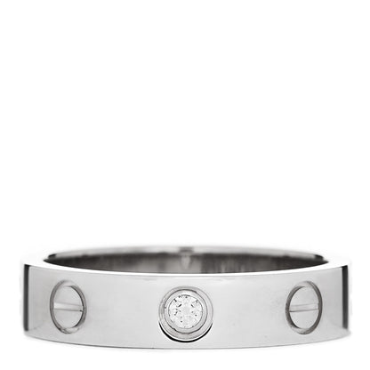 Cartier 18K White Gold Diamond 4mm LOVE Wedding Band Ring 49 5 1 of 4